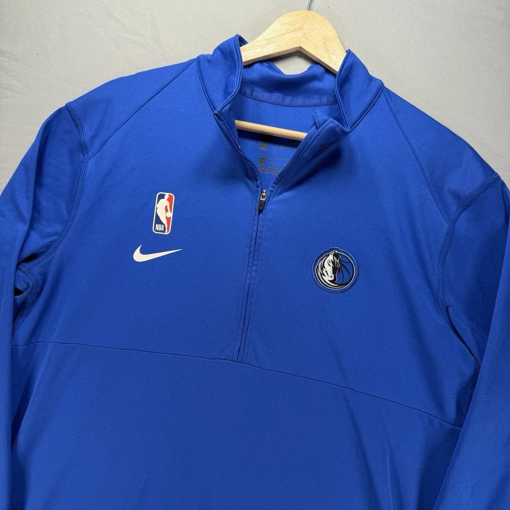 Nike Dallas Mavericks 1/4 Zip Pullover Mens Medium Blue Shirt NBA Dri Fit